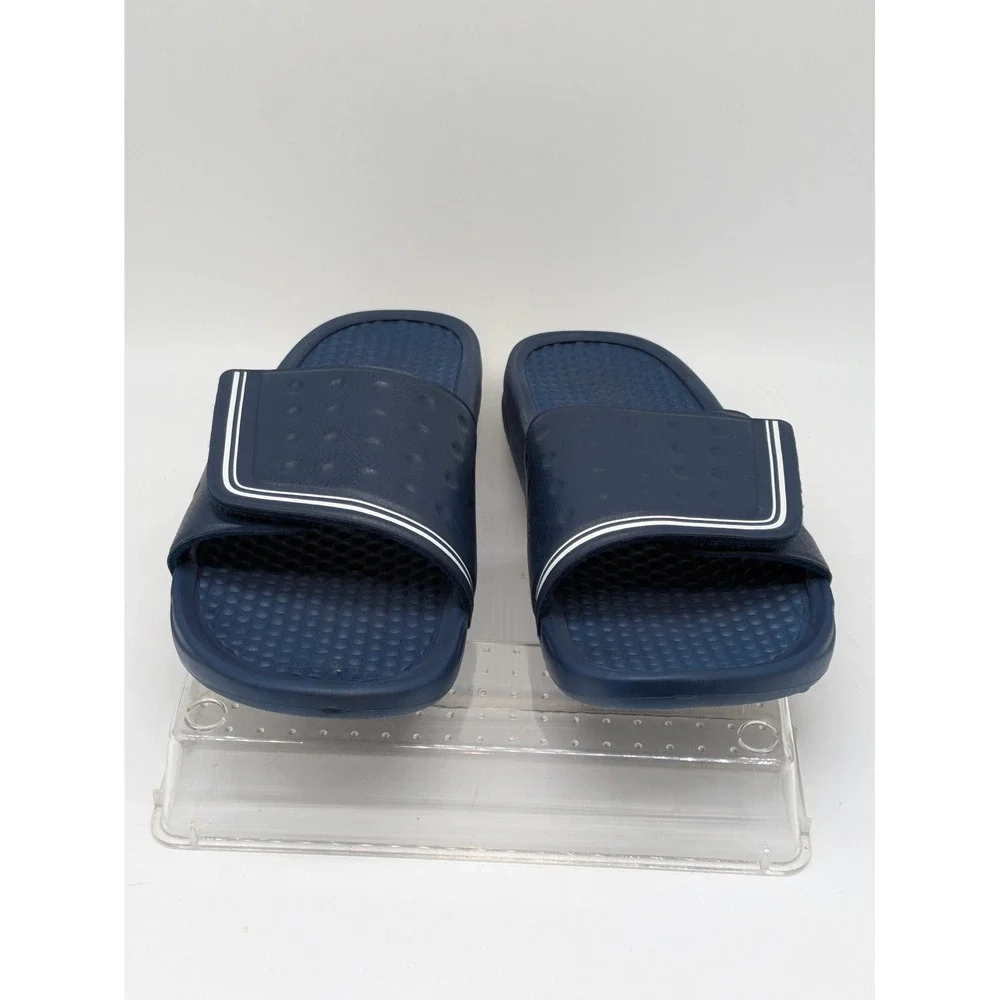 Nike Benassi JDI Men's Slide Sandals Navy Blue White Logo Size 9 Adj Strap